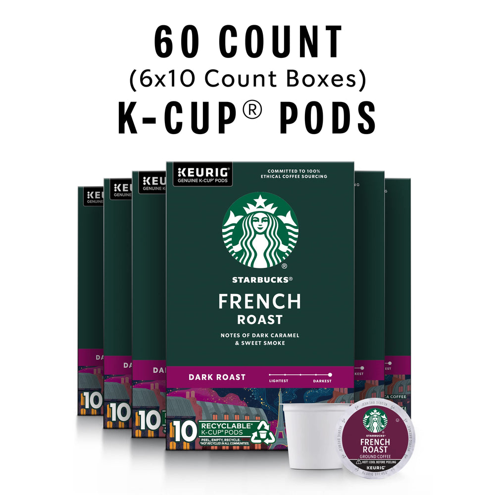 Close-up of Starbucks French Roast dark beans highlighting bold aroma