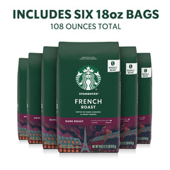 Close-up of Starbucks French Roast beans highlighting smoky aroma