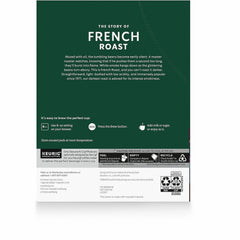 Starbucks French Roast K-Cup pod close-up highlights premium Arabica flavor.