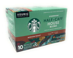 Starbucks Half-Caff House Blend cup presentation highlighting toffee and cocoa notes