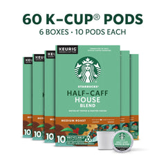 Starbucks Half-Caff pods closeup highlighting balanced flavor and aroma.