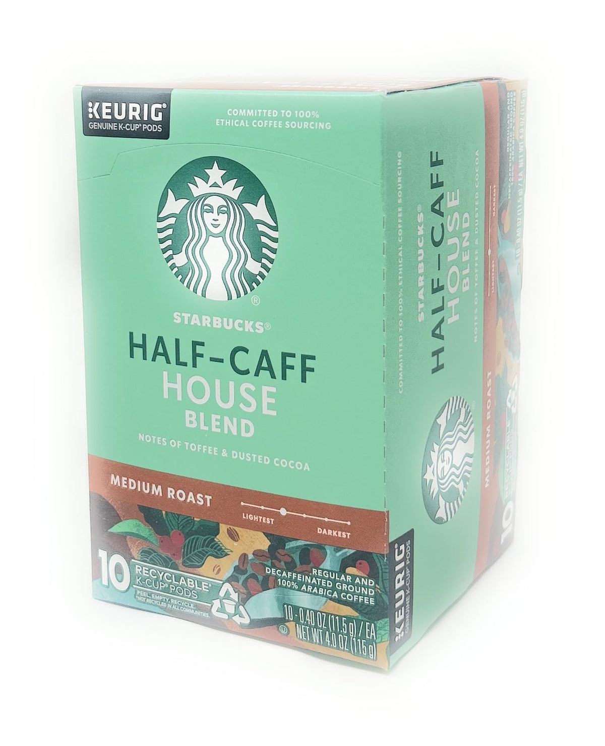 Starbucks Half-Caff House Blend pods 10-count for a balanced caffeine boost