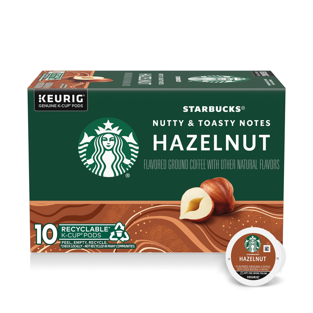Starbucks Hazelnut K-Cup pods boxed for Keurig brewers
