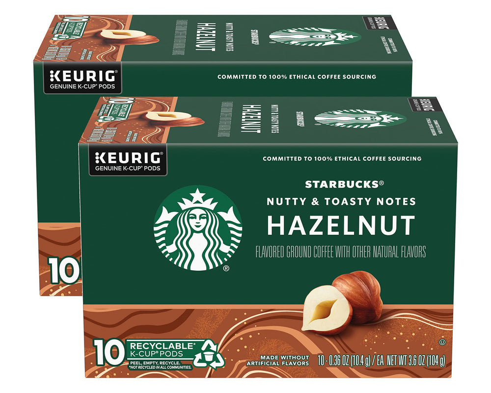 Starbucks hazelnut K-Cup pods front view with inviting aroma for a smooth morning