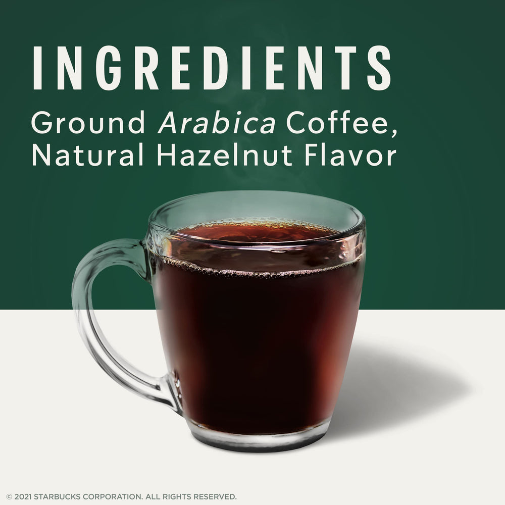 Close label on Starbucks hazelnut K-Cup pods emphasizing no artificial flavors