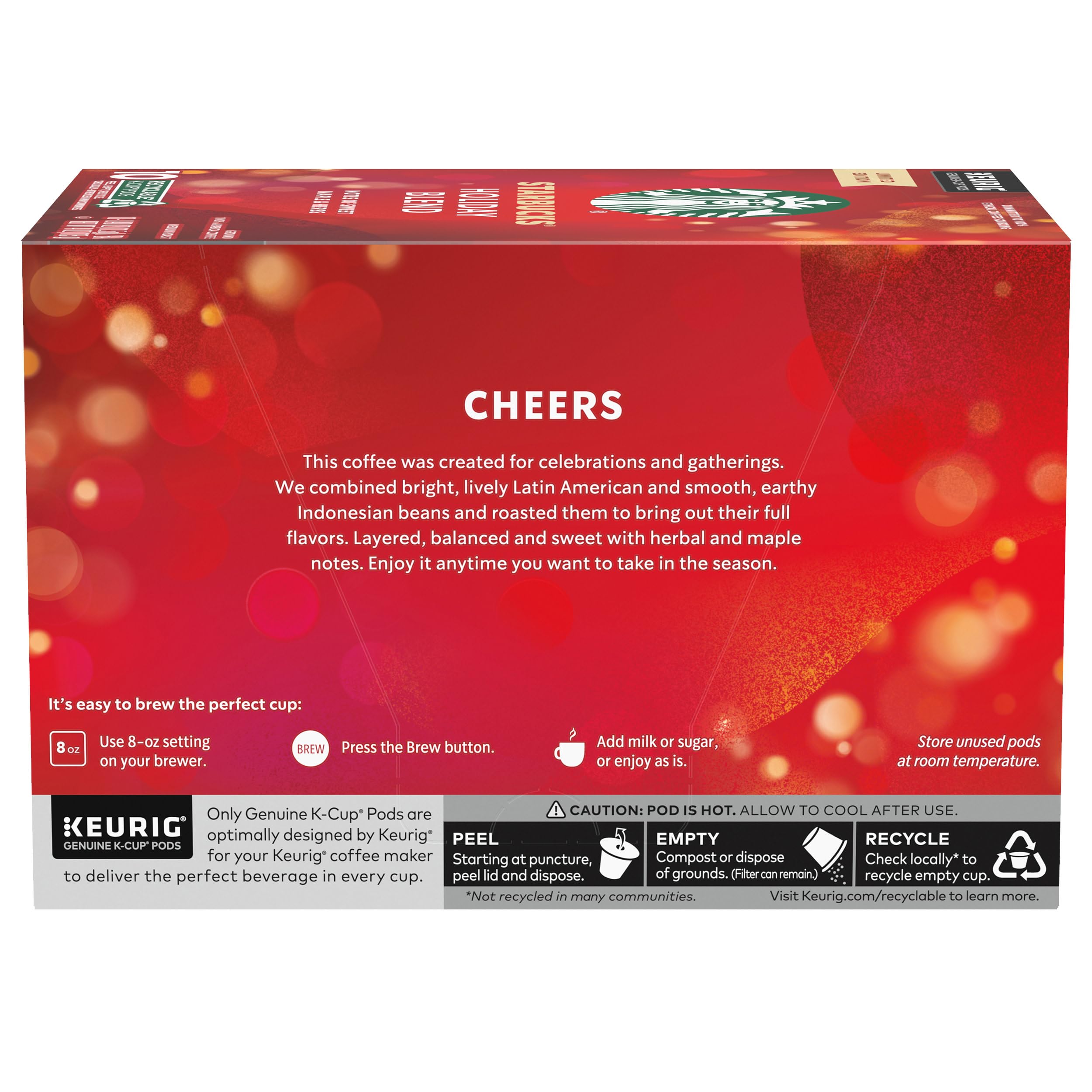 K-Cup pods collection from Starbucks Holiday Blend arranged neatly