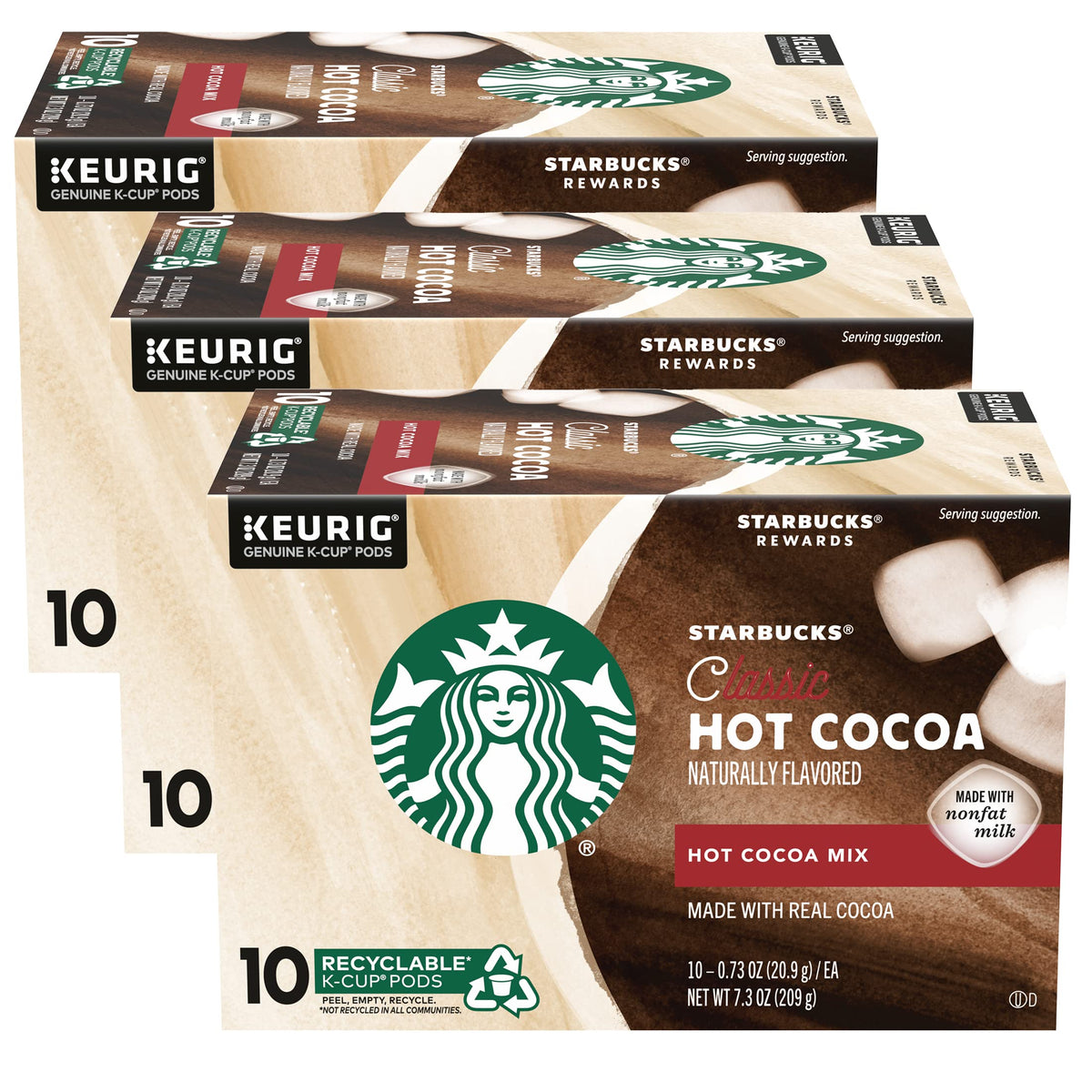 Starbucks hot cocoa K-Cup pods pack, compatible with Keurig brewers for quick indulgence.