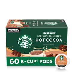 Starbucks Hot Cocoa pods box image shows convenient Keurig packaging for on-demand indulgence.
