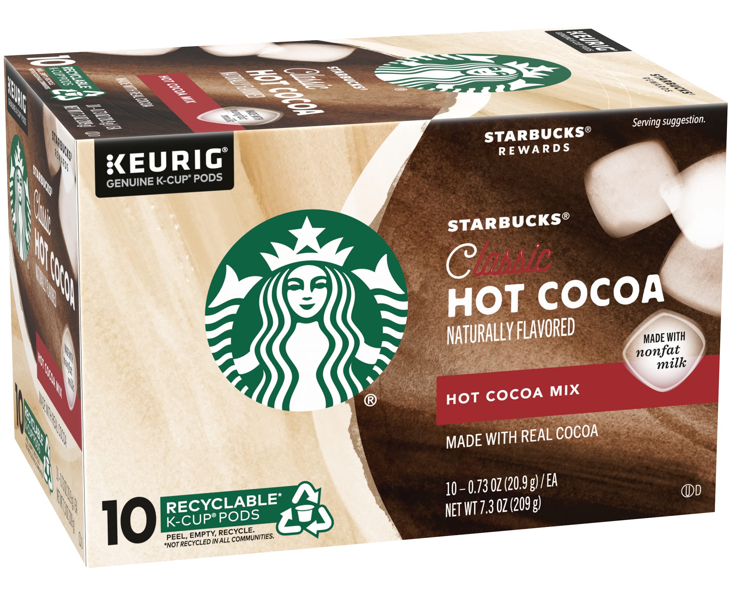 Three-pack exterior of Starbucks hot cocoa, convenience and bundled savings.
