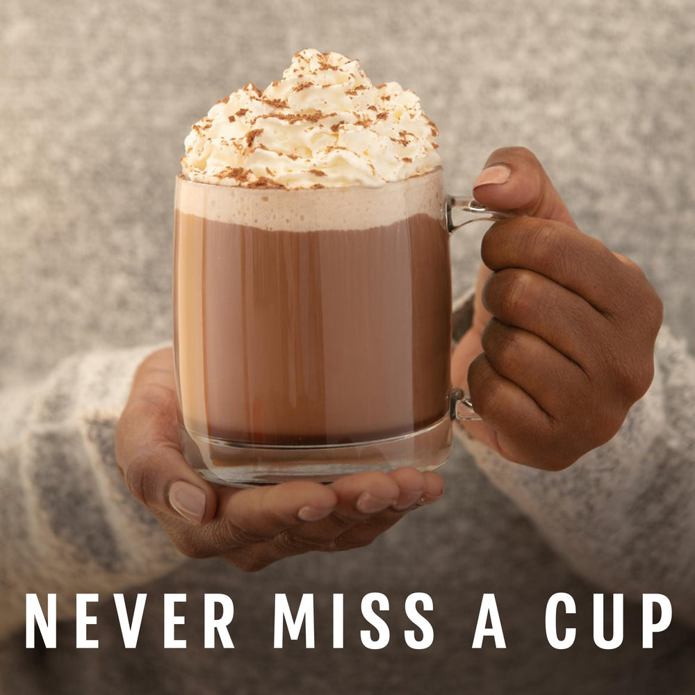 Starbucks Hot Cocoa toppings image suggests customizable toppings like whipped cream.