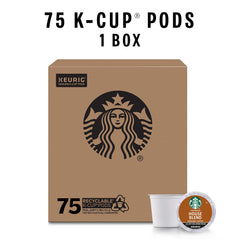 Starbucks House Blend 75-count box keeps coffee ready daily.