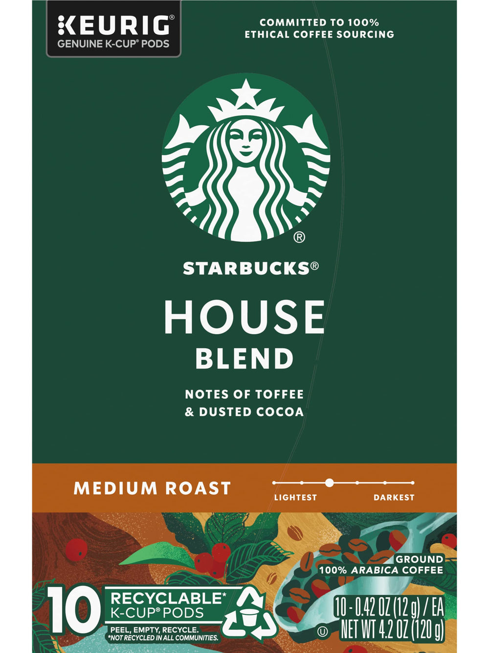 Starbucks House Blend brewing scene showcasing convenient K-Cup ease.