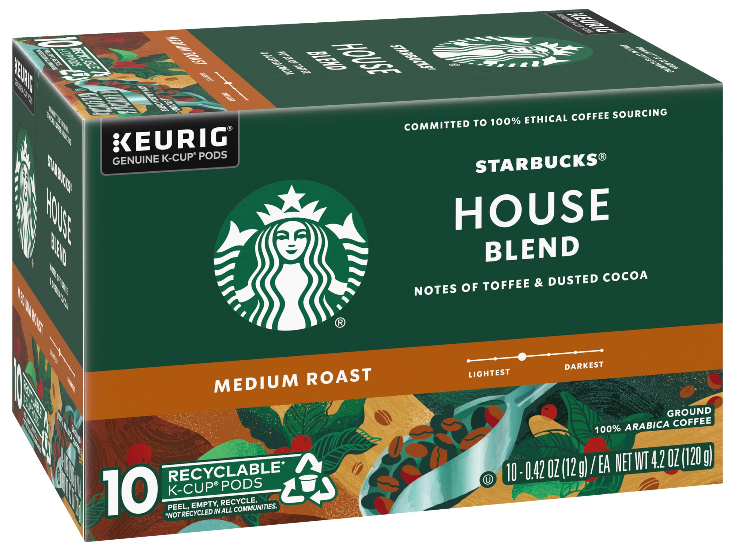 Starbucks House Blend coffee beans image emphasizing rich medium roast.