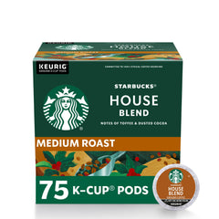 Starbucks House Blend K-Cup pod for quick, flavorful mornings.