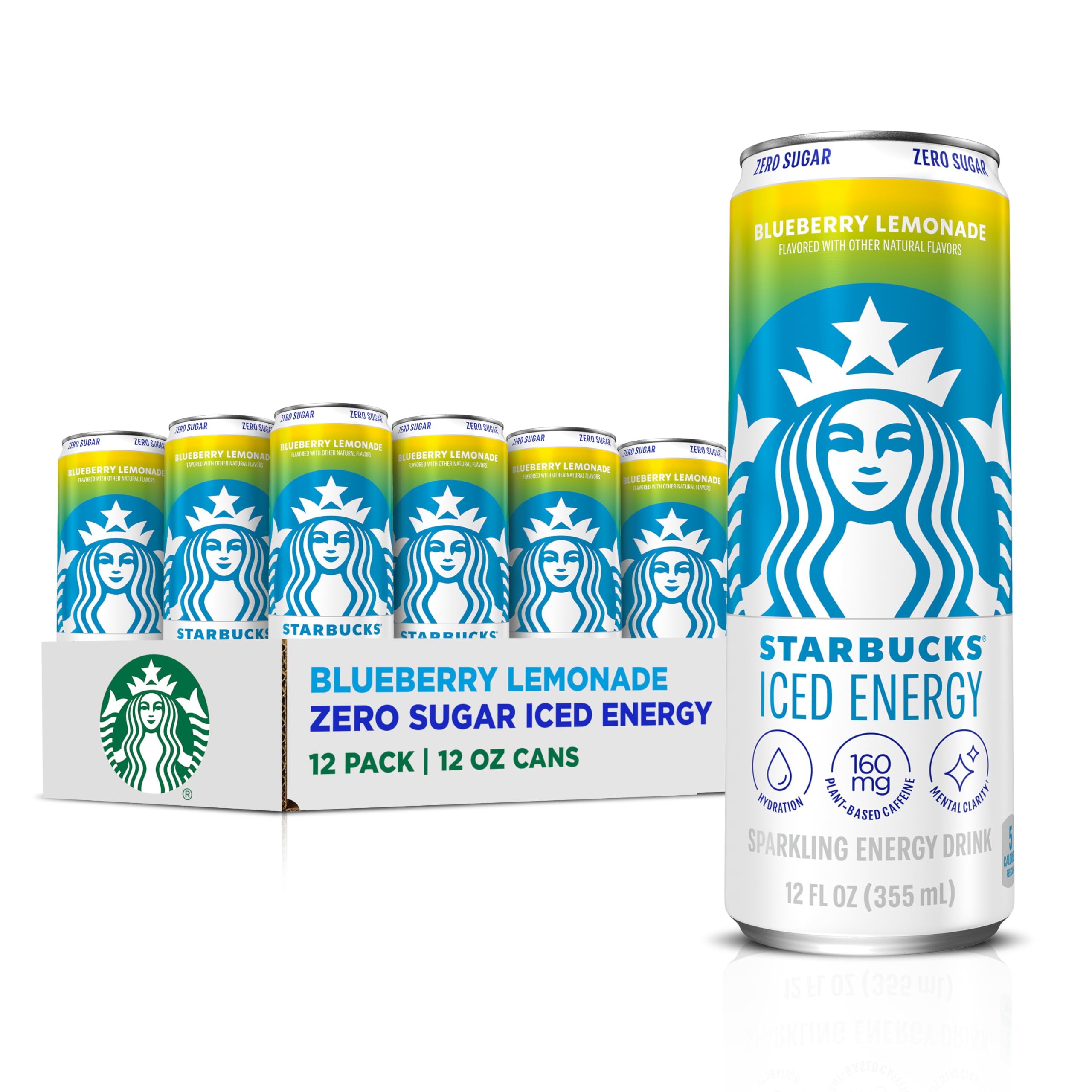 Starbucks Iced Energy Blueberry Lemonade can for on-the-go hydration and energy.