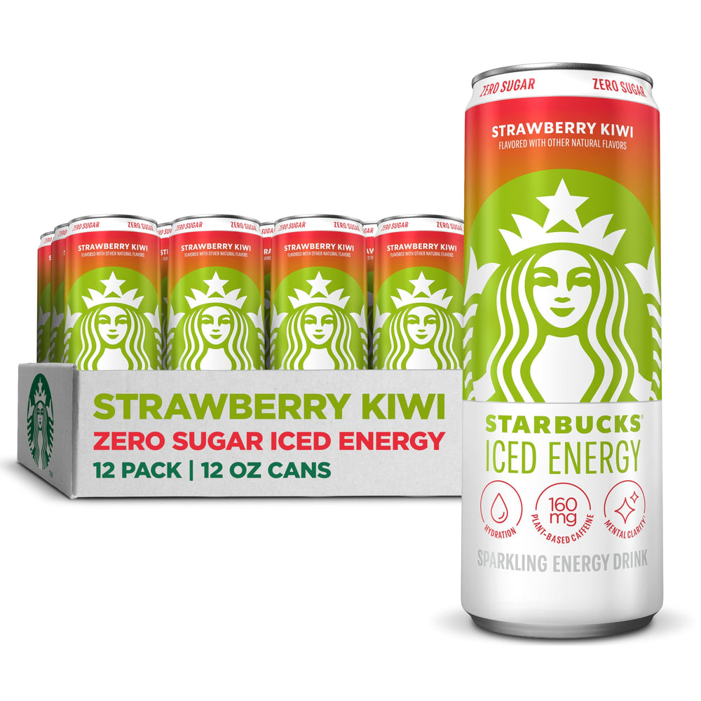 Starbucks Iced Energy Strawberry Kiwi can with crisp fizz and zero sugar energizes your day