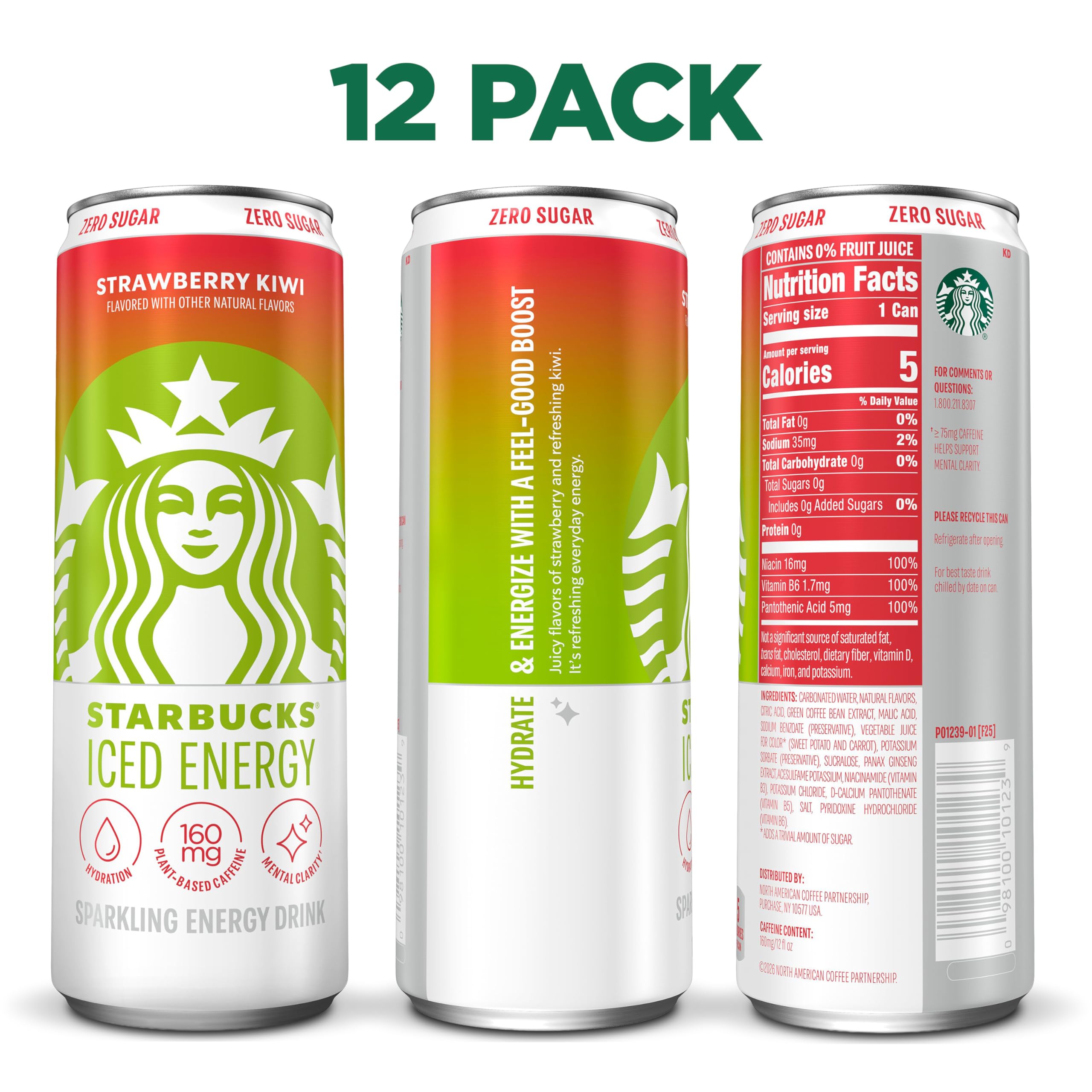Starbucks Iced Energy Strawberry Kiwi 12-can pack ready for on-the-go hydration