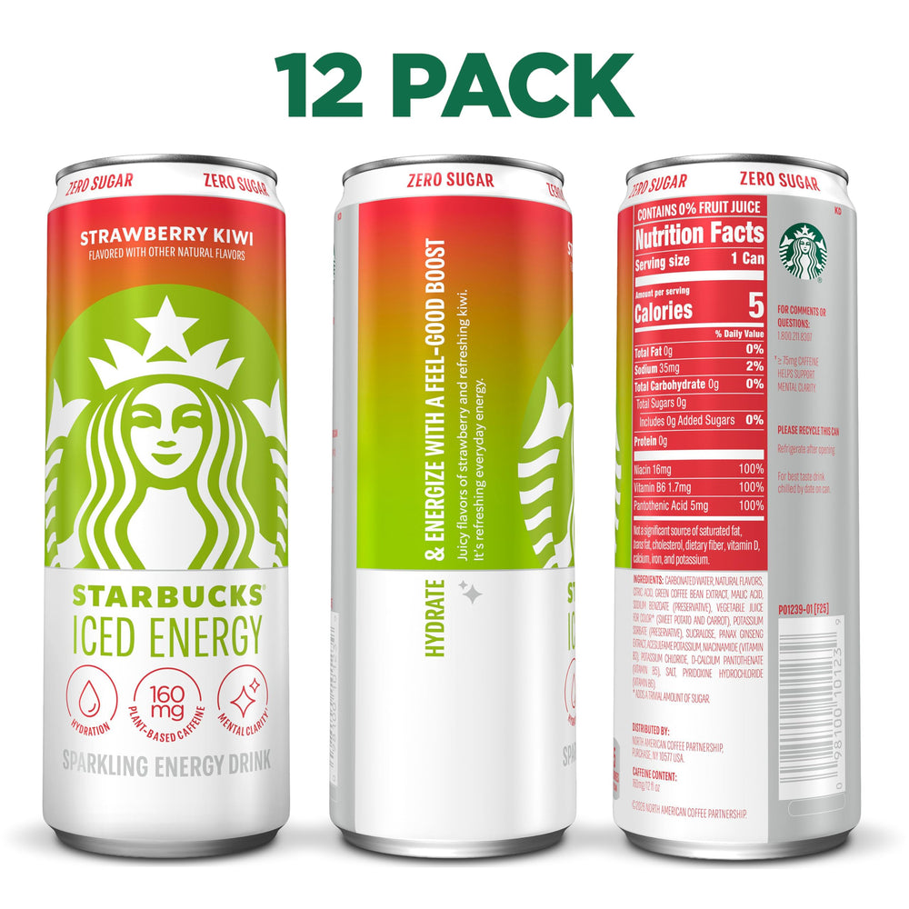 Starbucks Iced Energy Strawberry Kiwi 12-can pack ready for on-the-go hydration