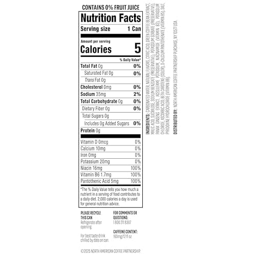 Starbucks Iced Energy Tropical Peach can closeup label highlighting zero sugar and low calories