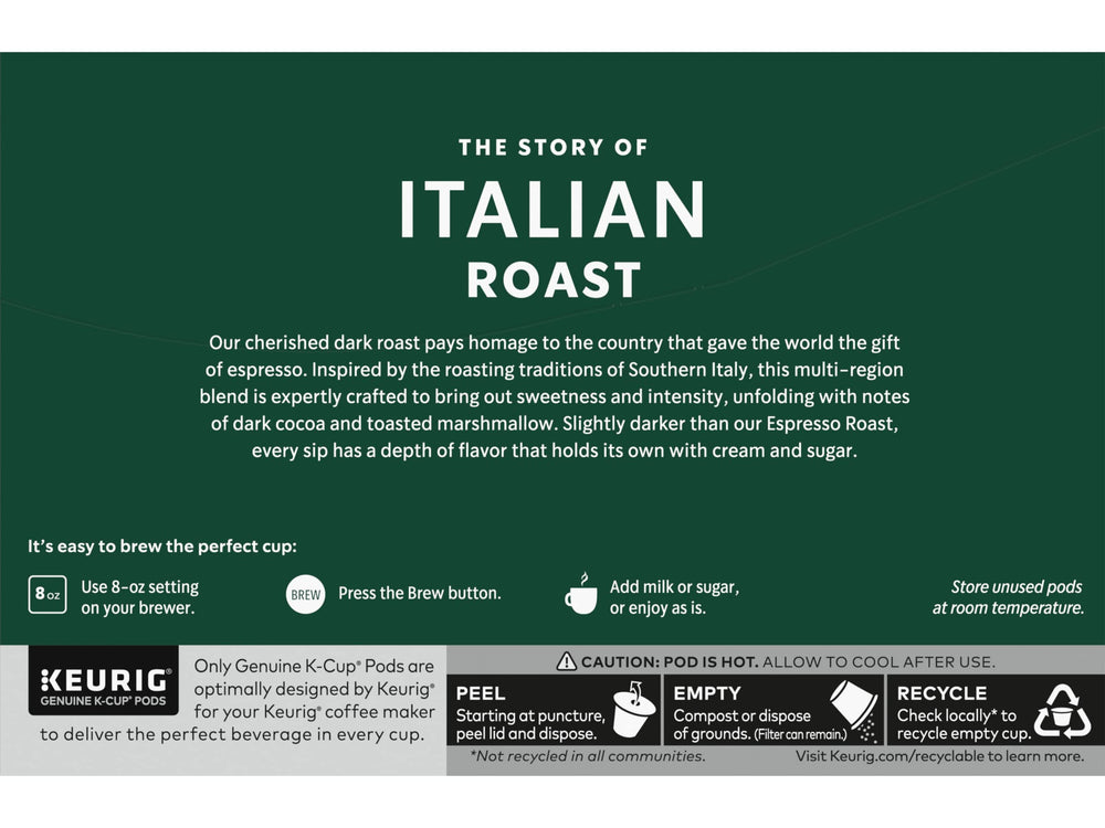 Brewed Starbucks Italian Roast in a cup with deep aroma.