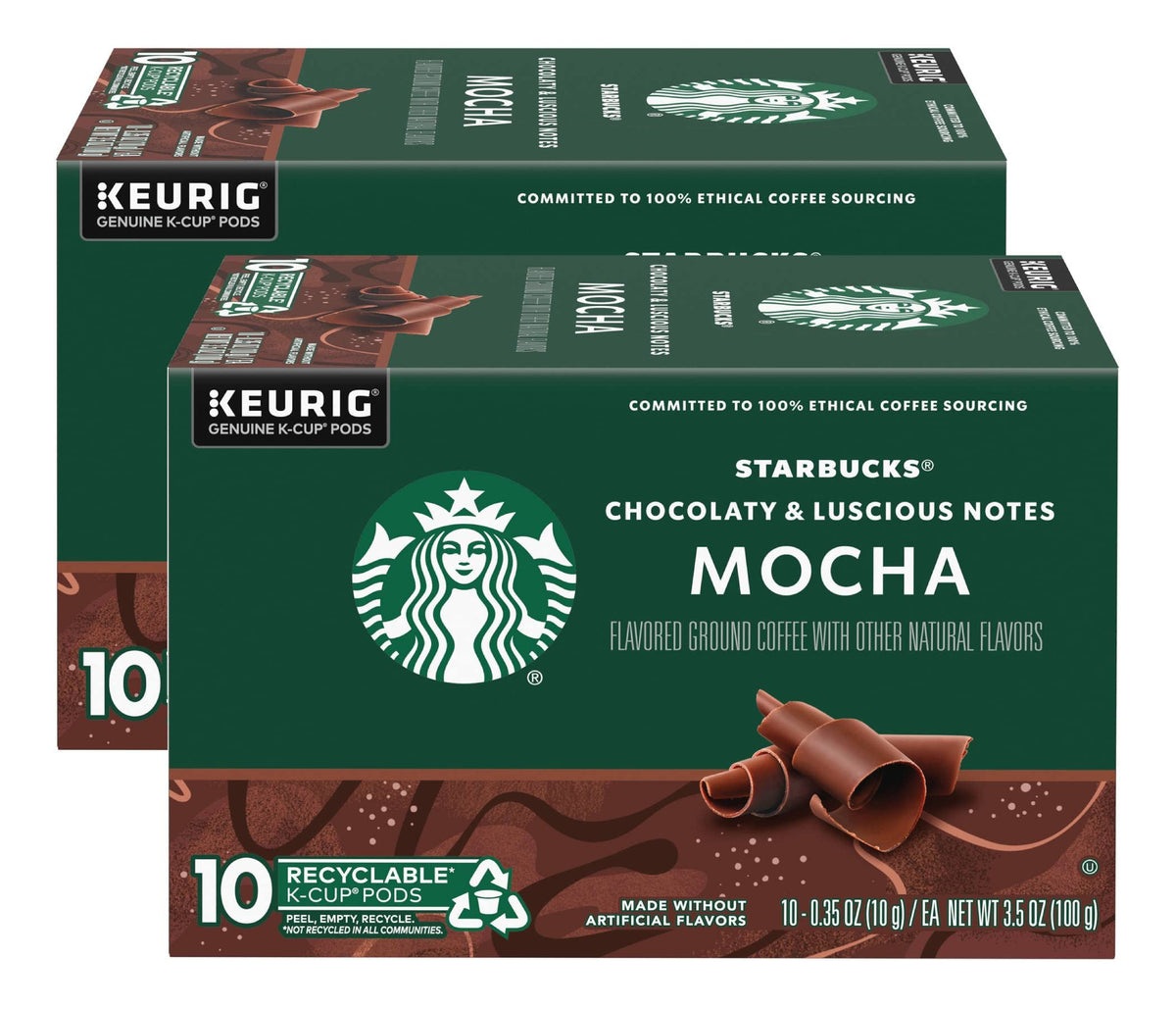 Starbucks K-Cup Mocha box front, quick morning caffeine boost.