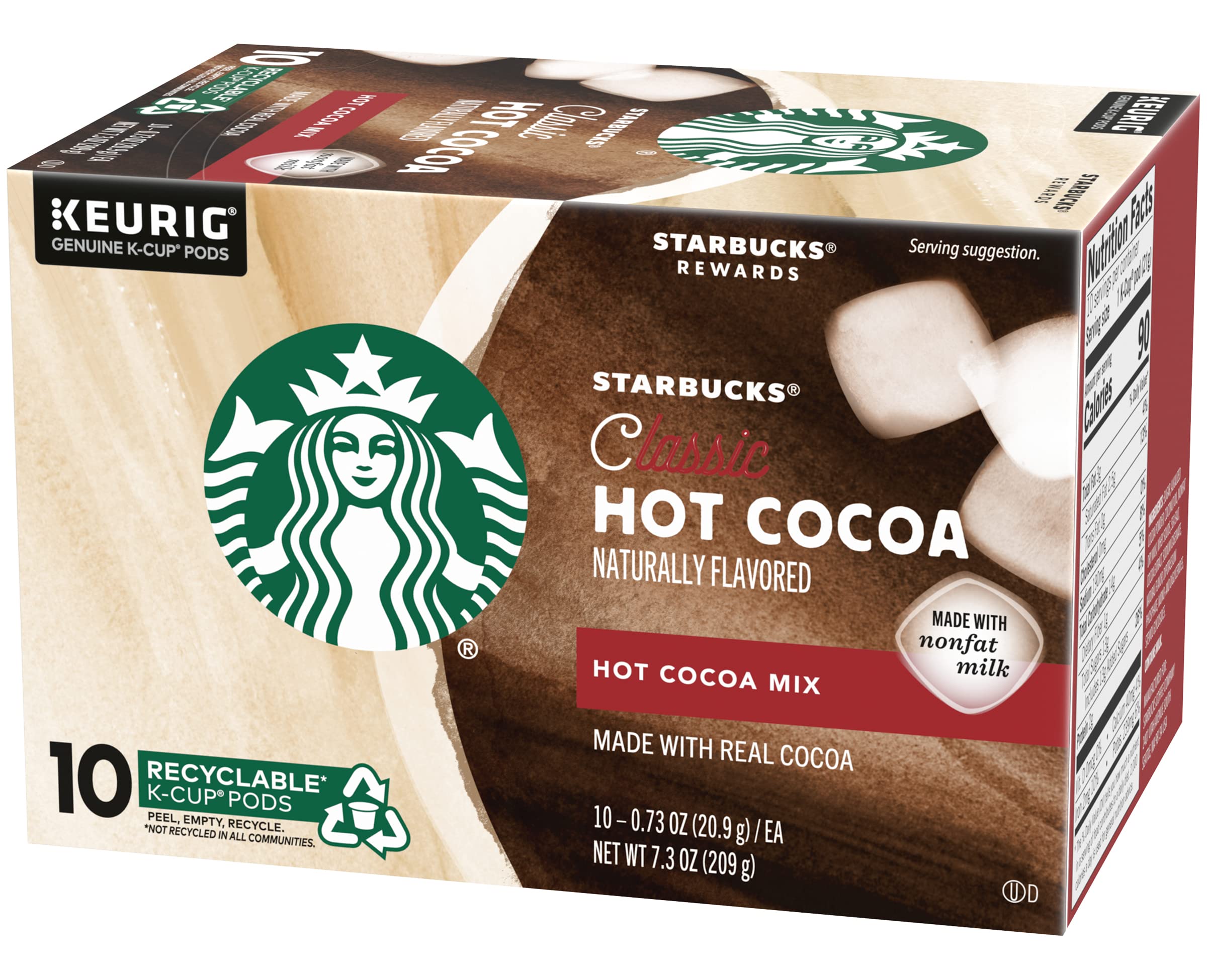 Keurig brewing with Starbucks hot cocoa pods for a cozy treat.
