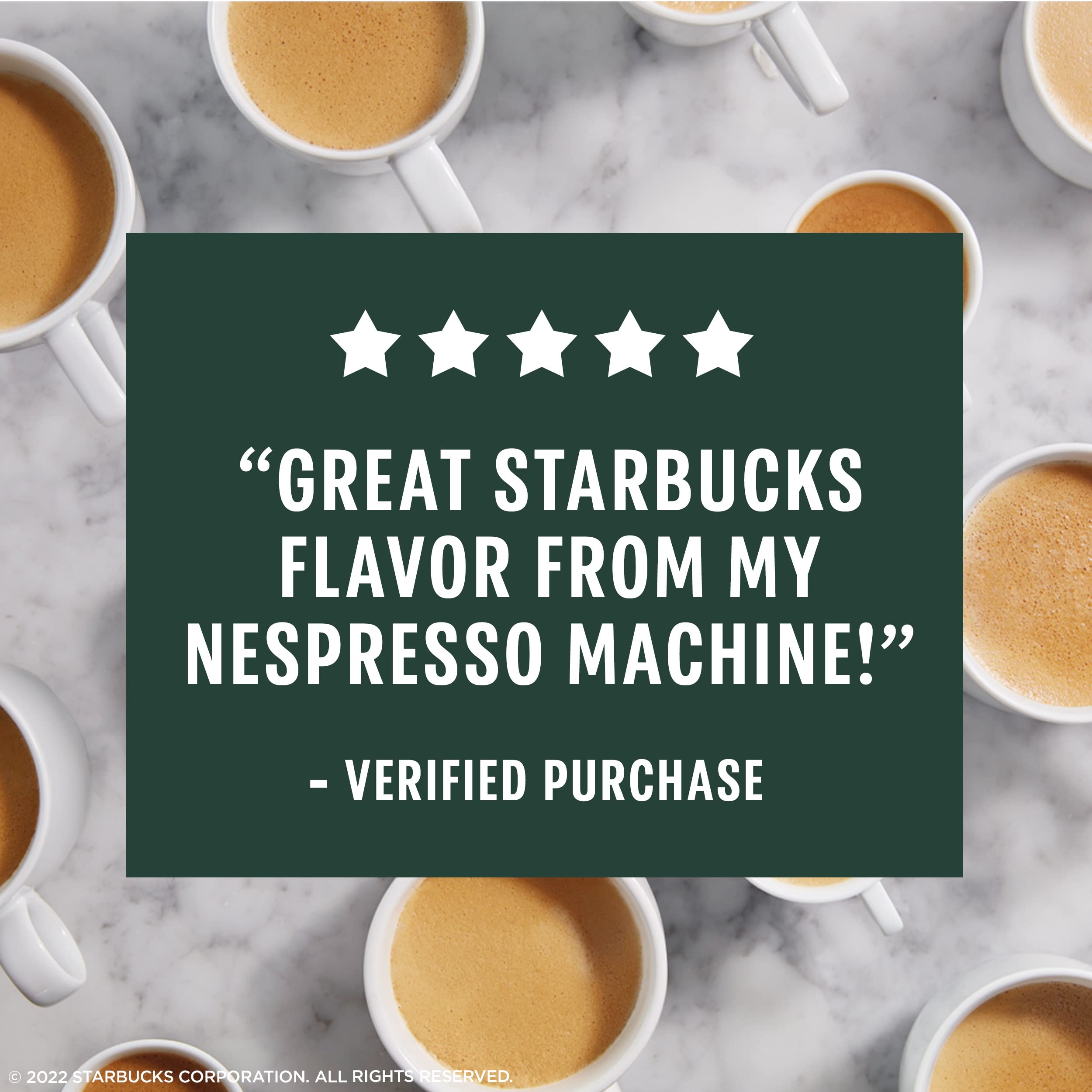 Kitchen counter display of Starbucks capsule lineup for home use