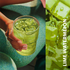 Starbucks Lime Watermelon Refreshers concentrate over ice in a tall glass