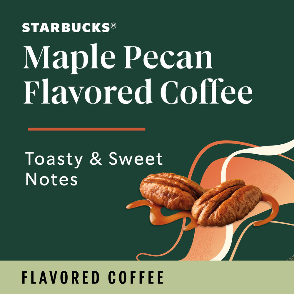Starbucks Maple Pecan flavor label close-up on bag