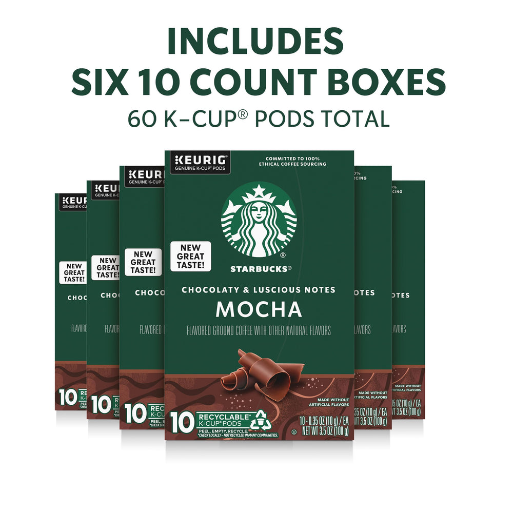 Hot brew with Starbucks mocha K-Cup pods for quick mornings.