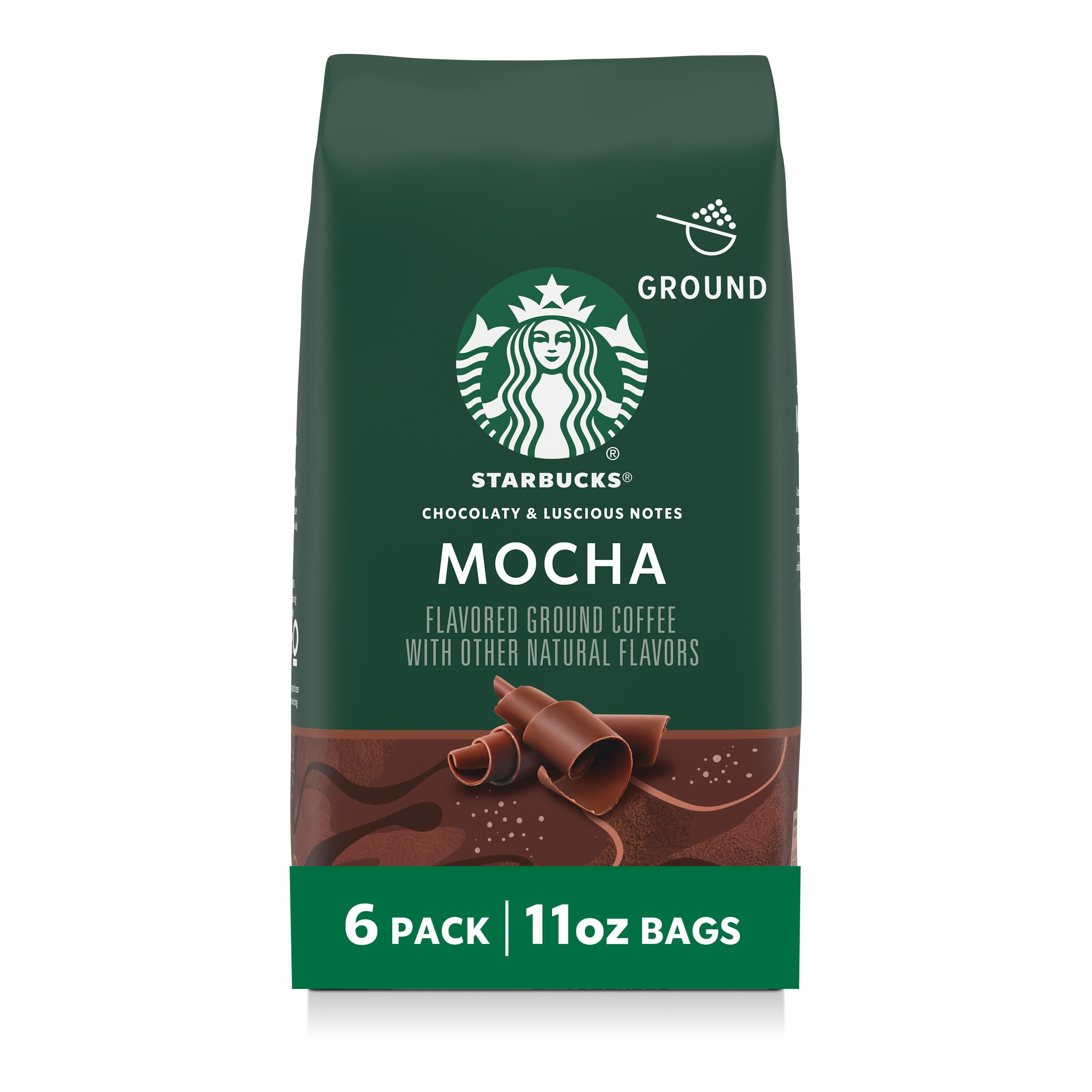 Starbucks Mocha ground coffee bag with rich aroma for a cozy morning.