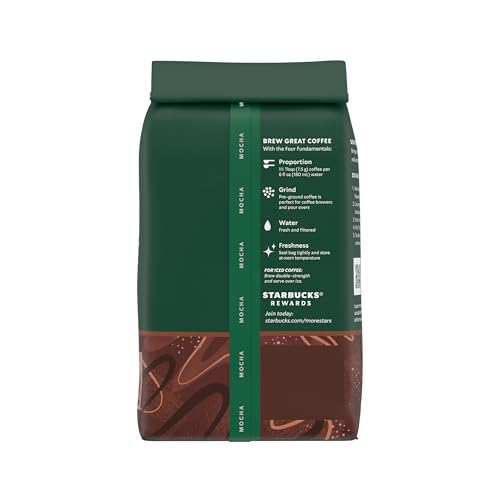 Starbucks Mocha ground coffee flavor invites a chocolaty tasting ritual.