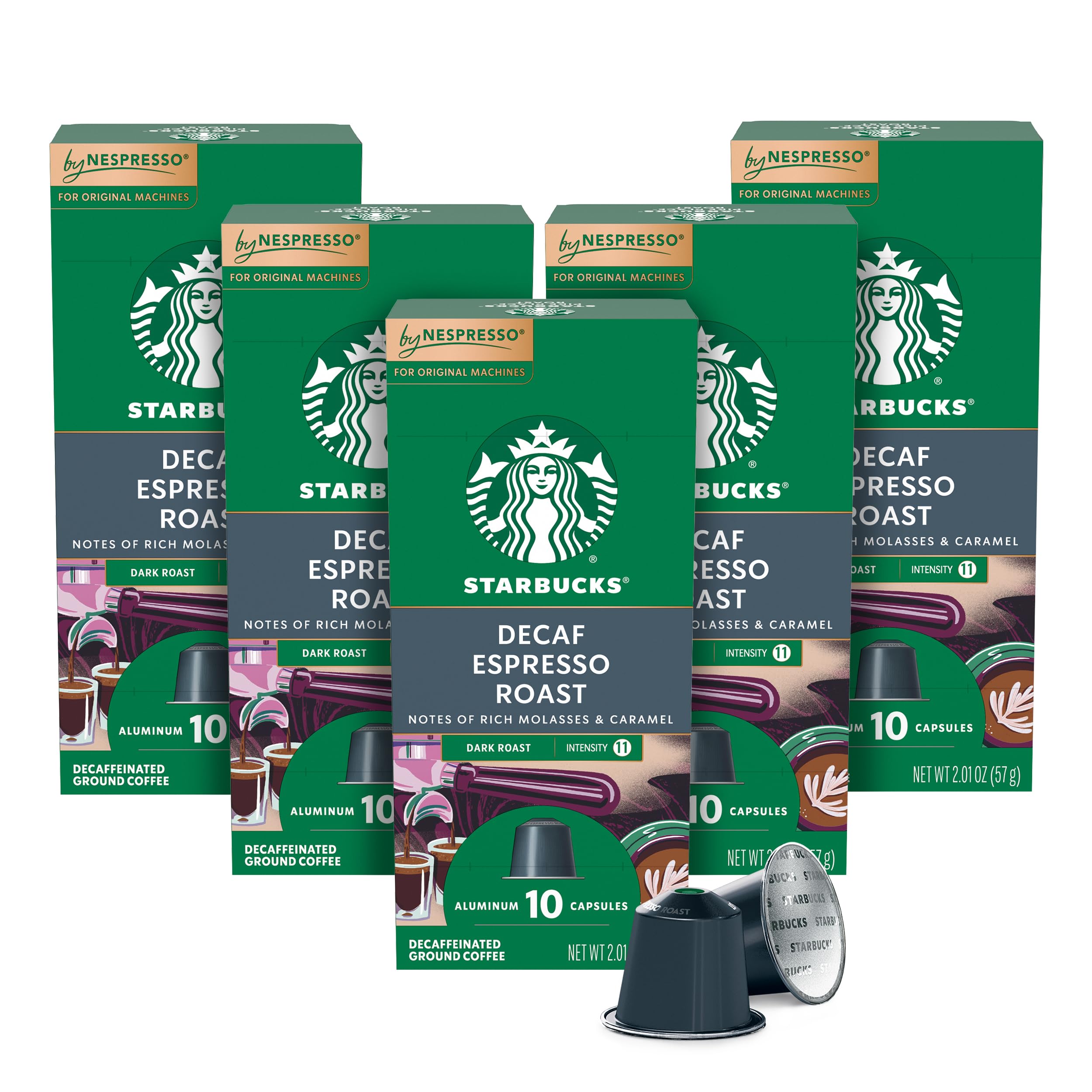 Starbucks by Nespresso decaf pods box, convenient at-home coffee solution.