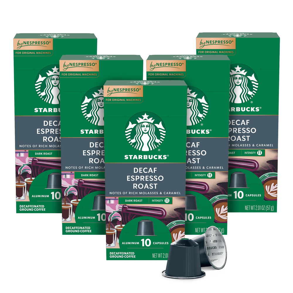 Starbucks by Nespresso decaf pods box, convenient at-home coffee solution.