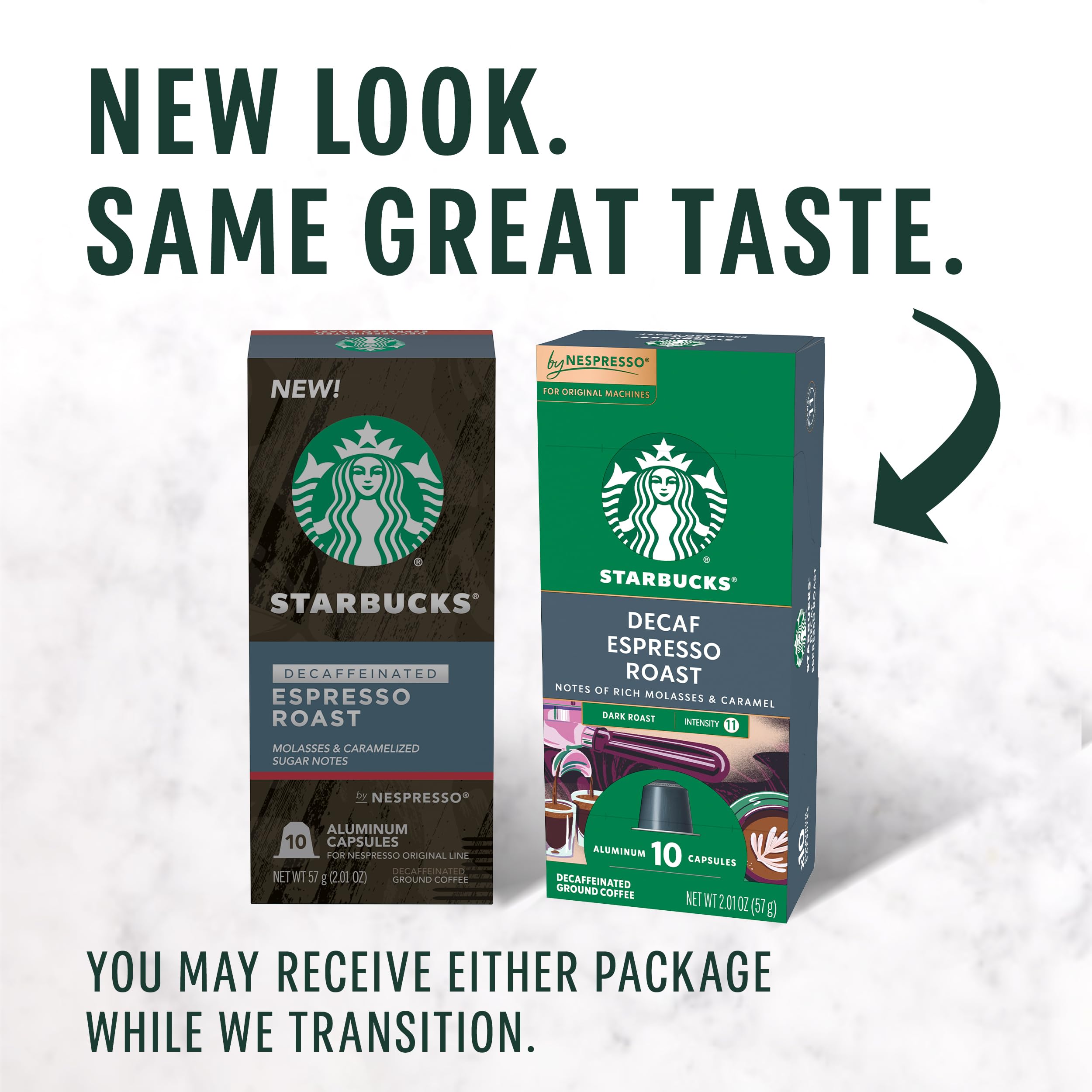Starbucks by Nespresso decaf capsules, compatible with OriginalLine machines.
