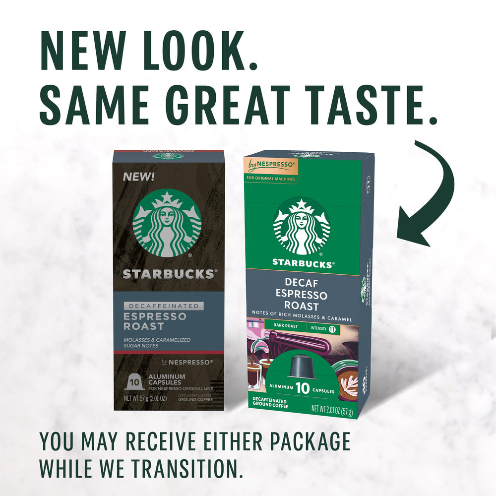 Starbucks by Nespresso decaf capsules, compatible with OriginalLine machines.