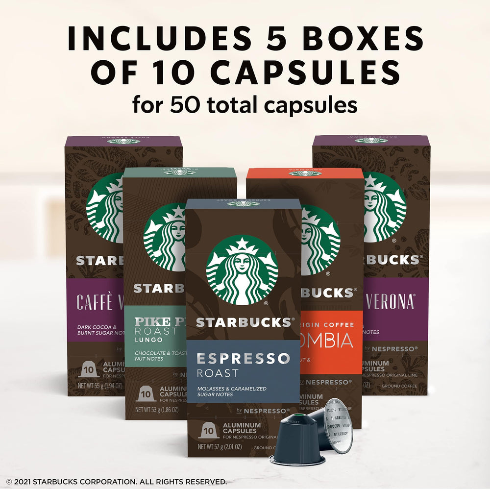 Starbucks by Nespresso pods arranged side by side for quick, consistent espresso at home.