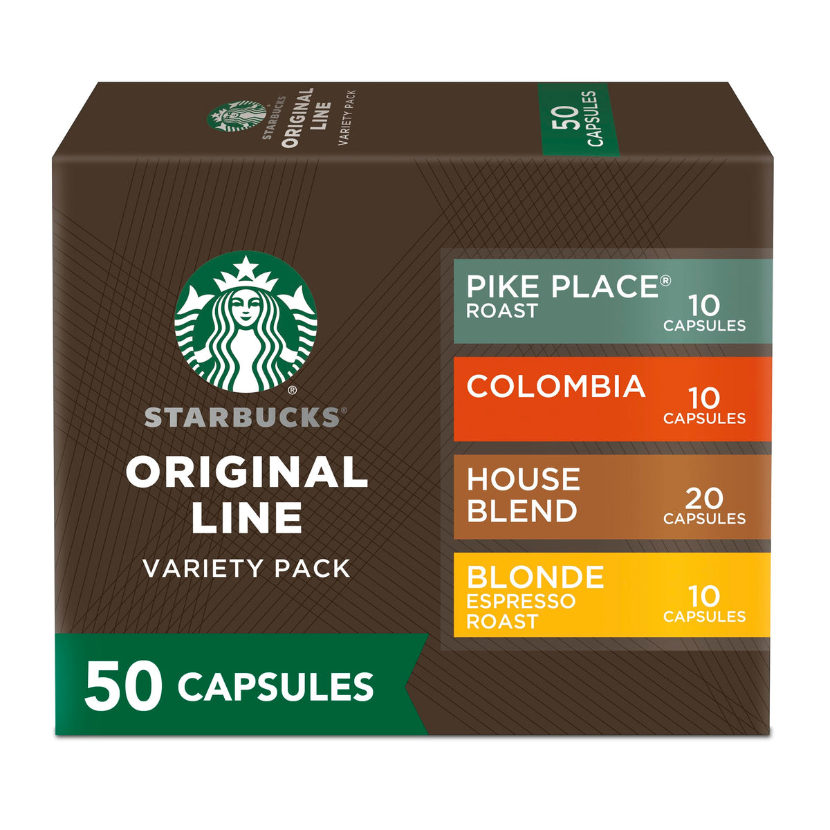 Starbucks by Nespresso Original Line Mild Variety Pack box for convenient home espresso.