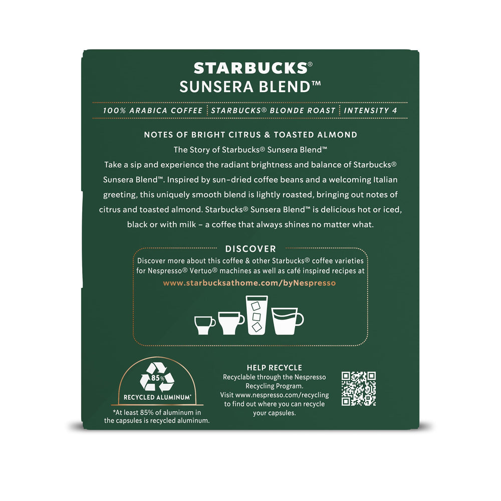 Starbucks Sunsera recycling icon indicating aluminum capsule recyclability