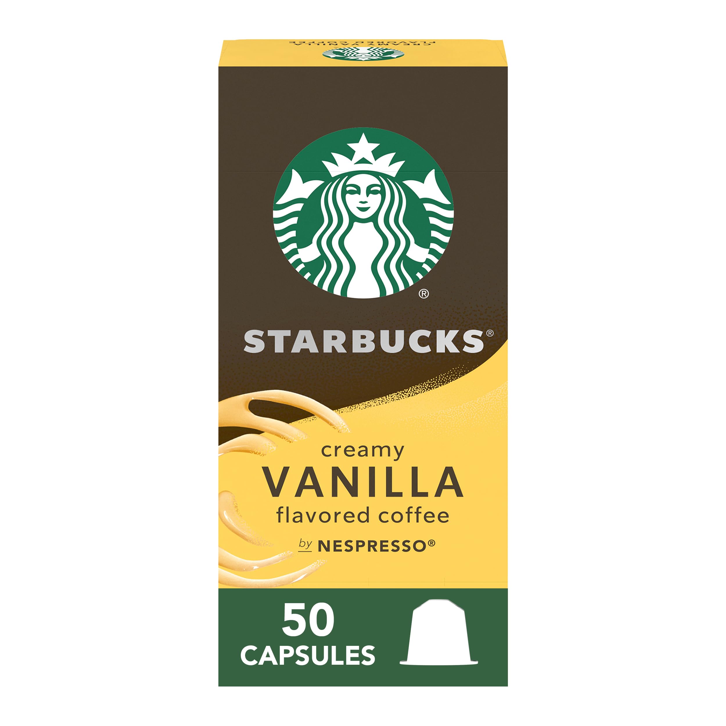 Starbucks by Nespresso vanilla pods on counter, convenient morning espresso at home.