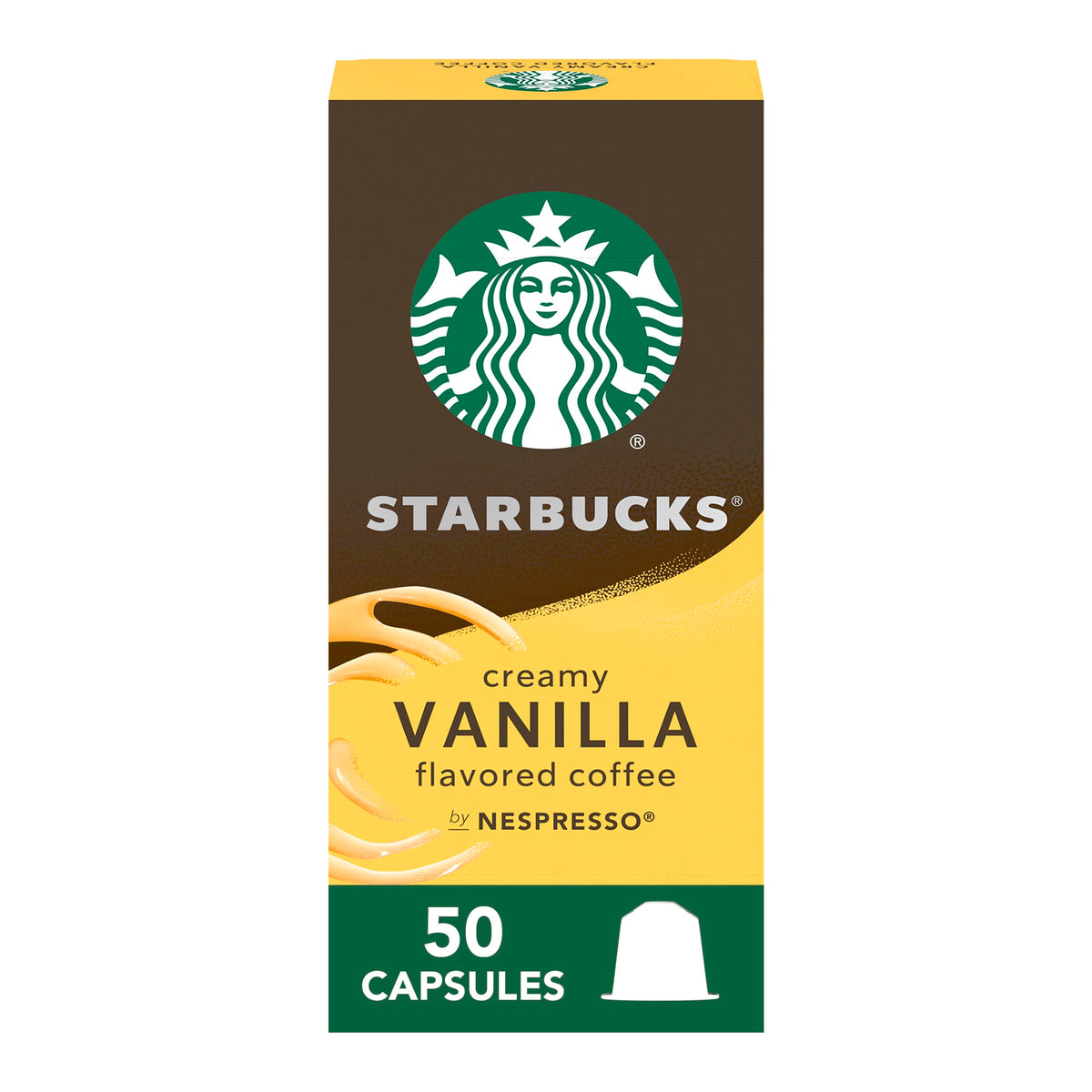 Starbucks by Nespresso vanilla pods on counter, convenient morning espresso at home.