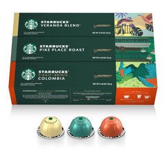 Starbucks by Nespresso Vertuo variety-pack capsules for convenient at‑home café sampling.
