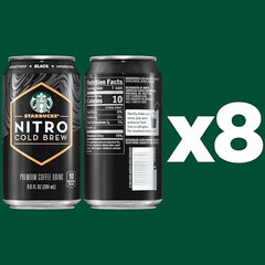 Starbucks Nitro Cold Brew Black Unsweetened on a cold glass highlights smooth, ready-to-drink flavor.
