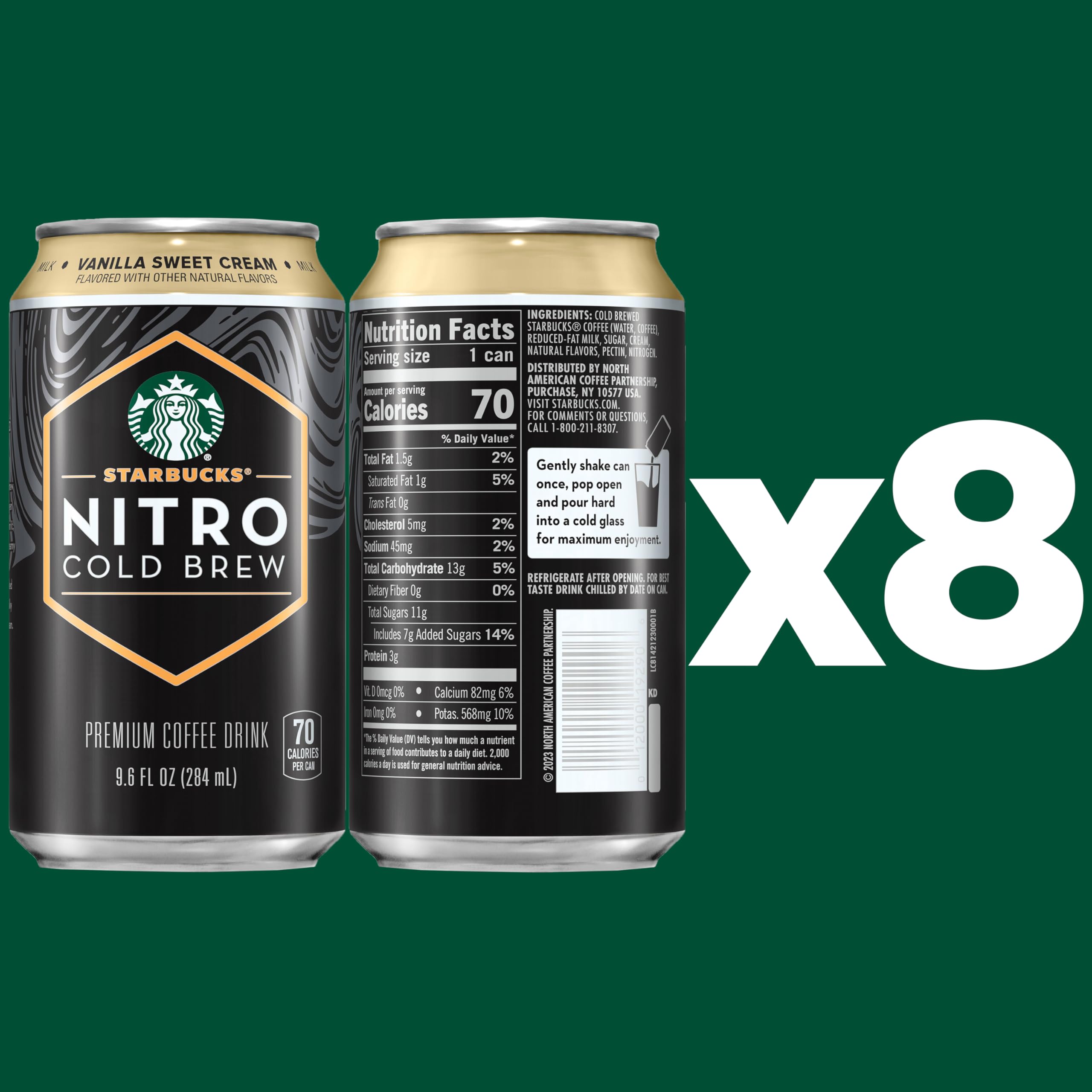Starbucks Nitro Cold Brew Vanilla Sweet Cream eight pack box for convenient freshness