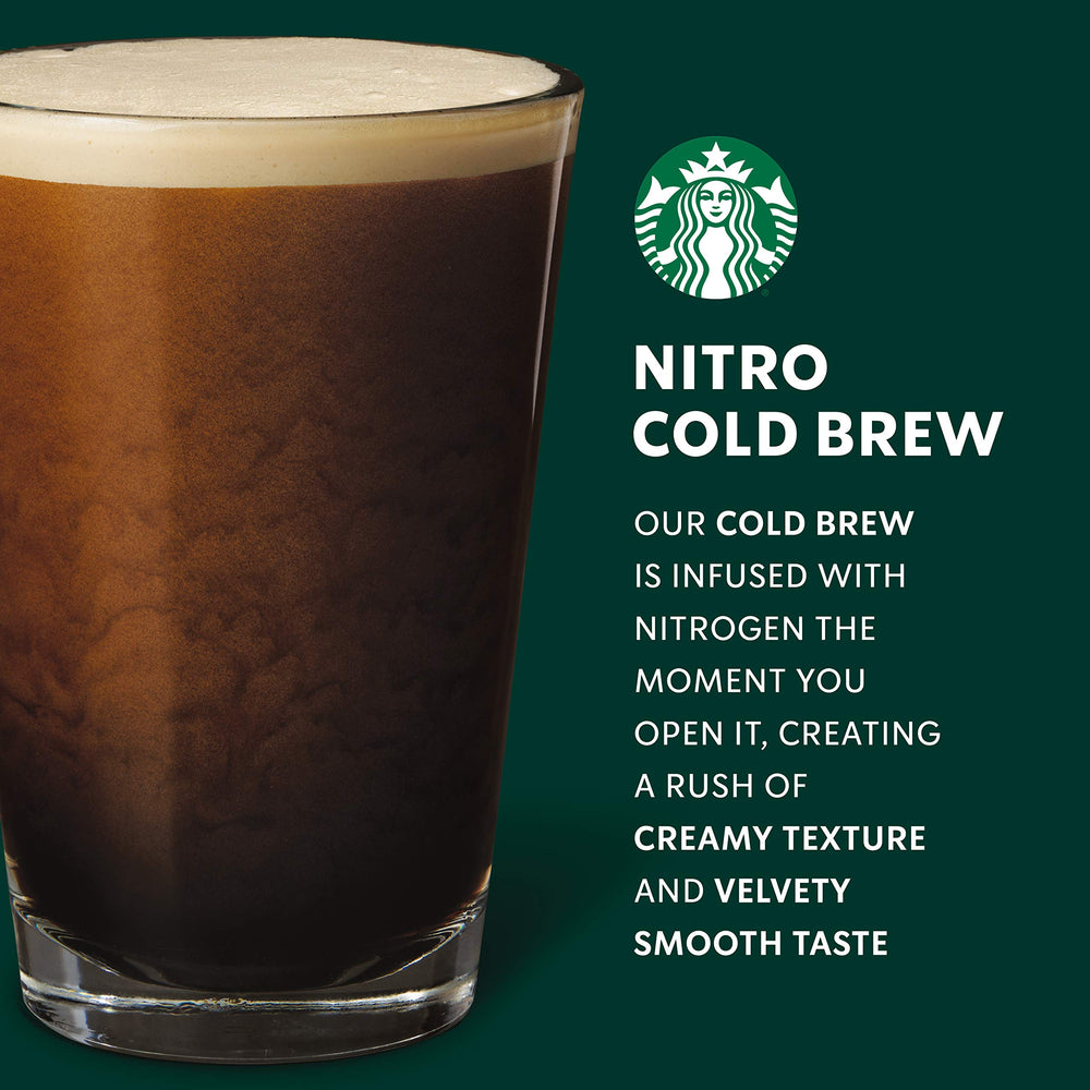 Starbucks Nitro Cold Brew Vanilla Sweet Cream poured over ice for a refreshing, velvety sip