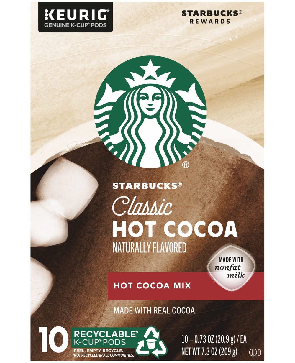 Office desk with Keurig brewing Starbucks hot cocoa, ready for a quick break.
