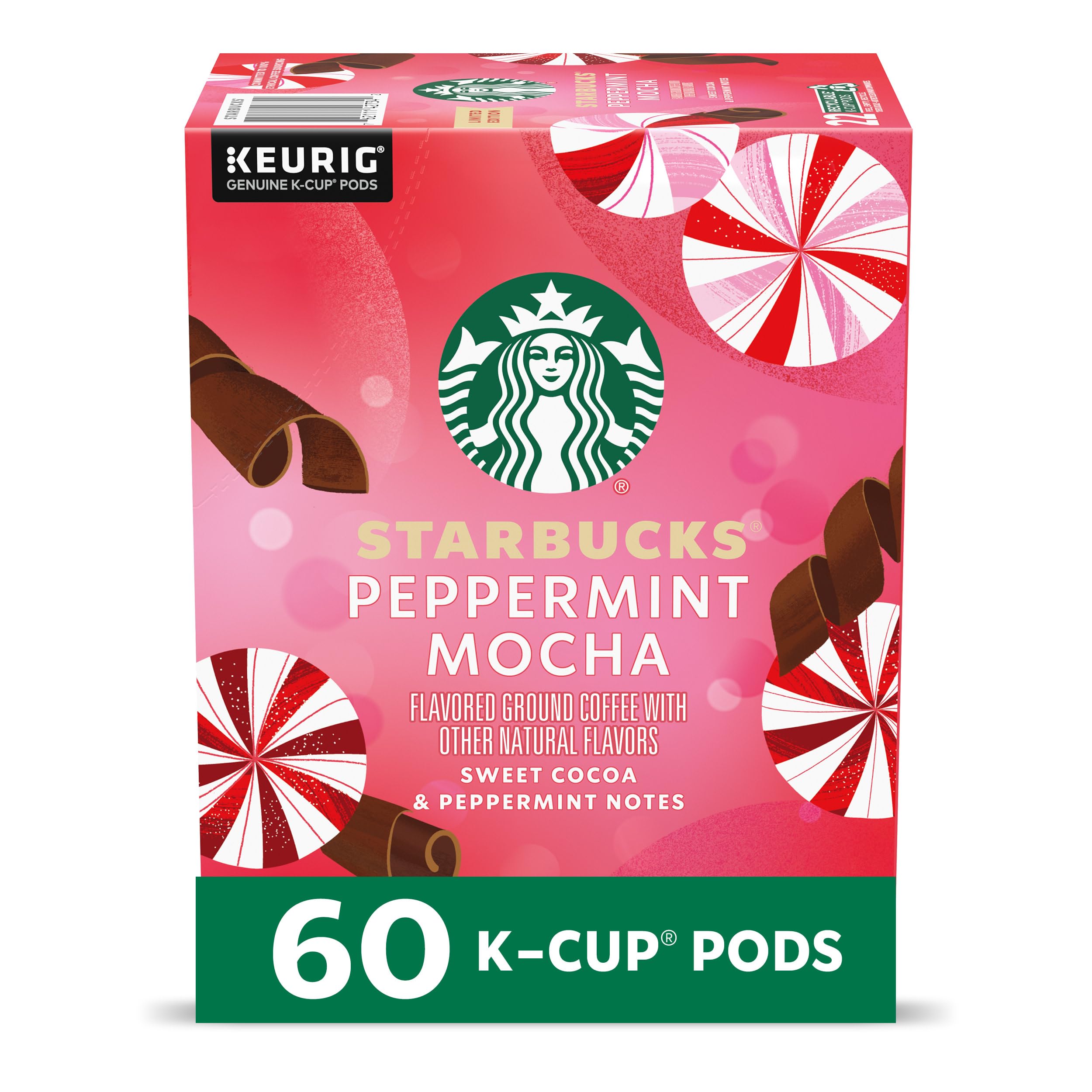 Starbuck Peppermint Mocha K-Cup pods packaging for a festive gift set