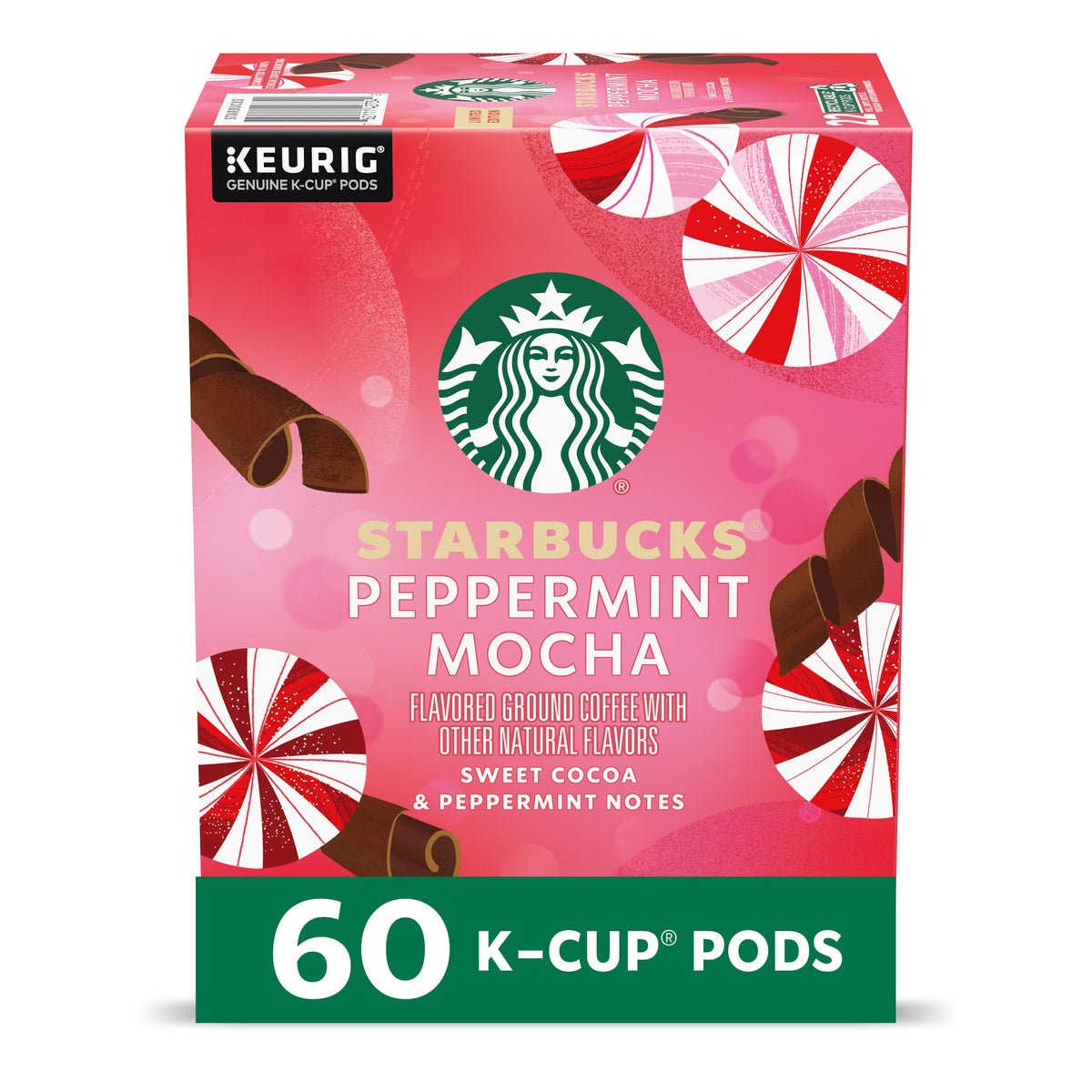 Starbuck Peppermint Mocha K-Cup pods packaging for a festive gift set