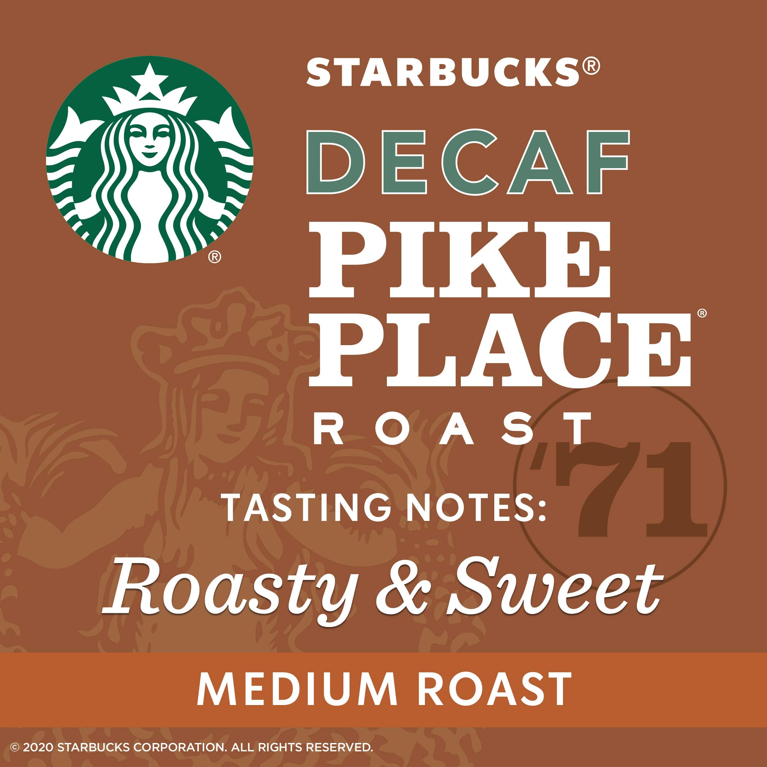 Starbucks Decaf Pike Place cup reveals cocoa and nut notes for a mellow start.