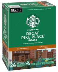 Starbucks Pike Place Decaf K-Cup with Keurig compatibility enables quick, mess-free cups.